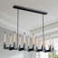 Lustre rectangulaire noir de 67 pouces, îlot de luxe en verre 12 lumières, tige réglable de 71 pouces-123016425-123016424