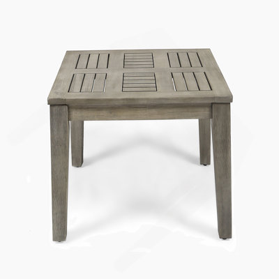 Durable Acacia Wood Side Table With Low Profile Design, Perfect For Compact Outdoor Spaces And Modern Decor.