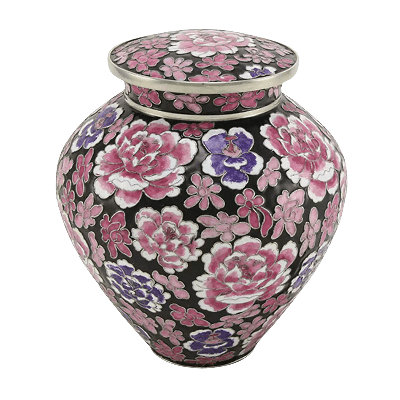 Urne adulte filigrane floral rose grand