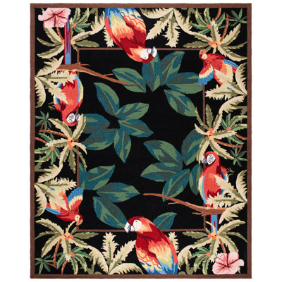 Hogle Hand Hooked Wool Floral Rug