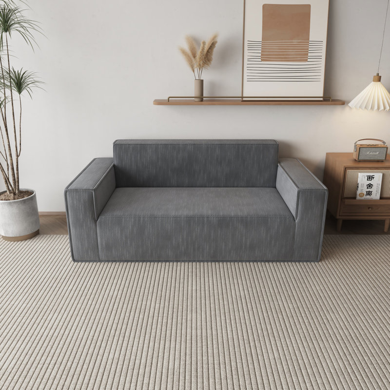 Mousse à mémoire de forme à 3 places en velours côtelé, assise profonde, sans assemblage, parfaite pour le bureau à domicile, canapé gris, velours côtelé, ressorts de soutien, appartement
