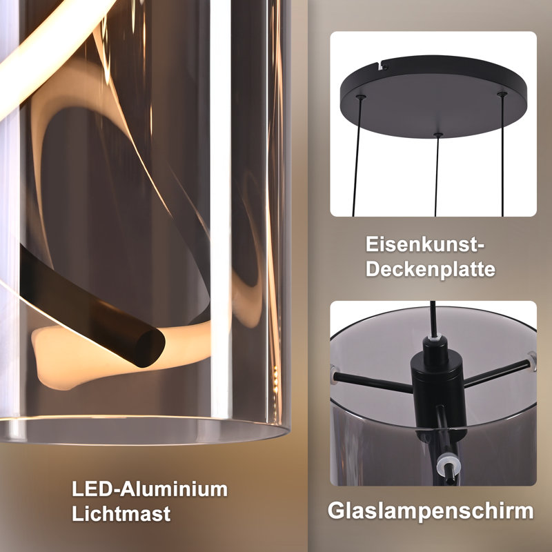 3 - Light Stainless Steel LED Bell Pendant