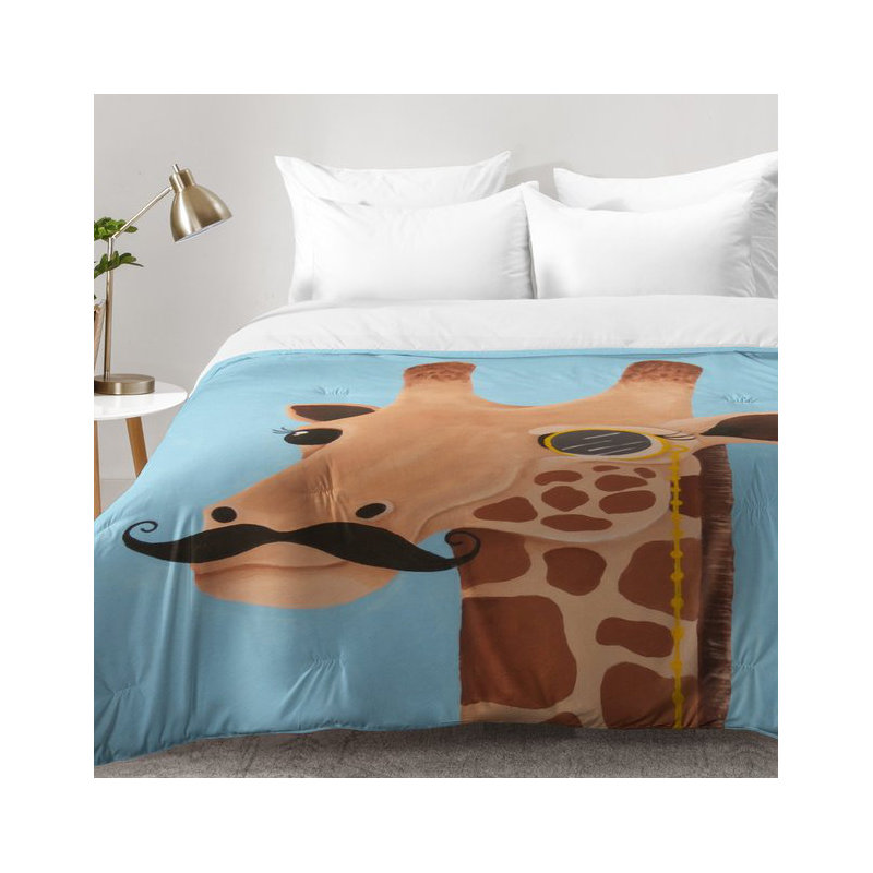 Ensemble d'édredon Gentleman Giraffe, Édredon pour lit simple TG + 1 taie décorative