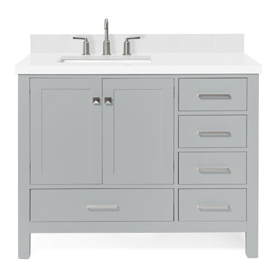 Cambridge 43'' Single Bathroom Vanity with White Quartz Top