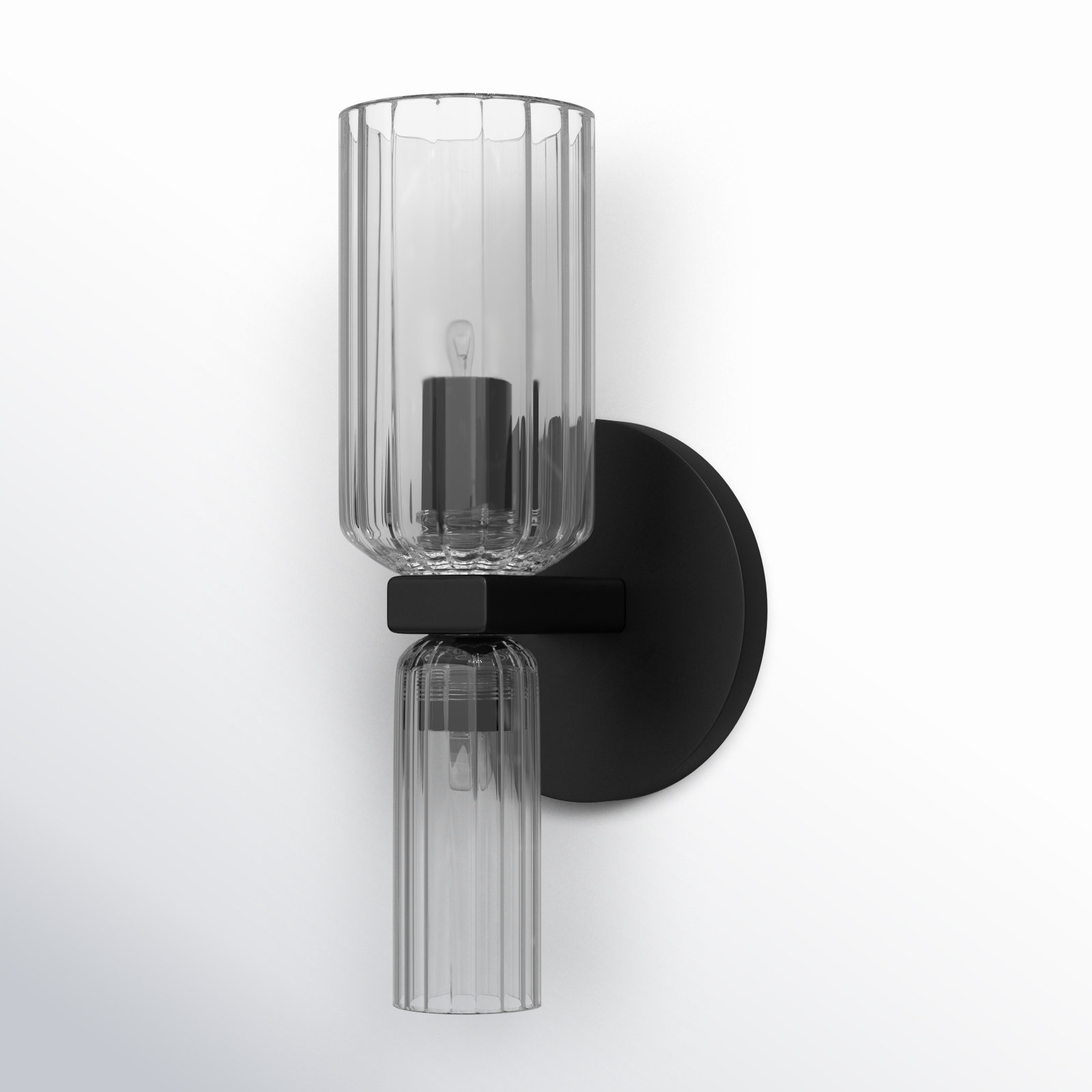2 Light Glass Dimmable Candle Wall Light, Soft Black