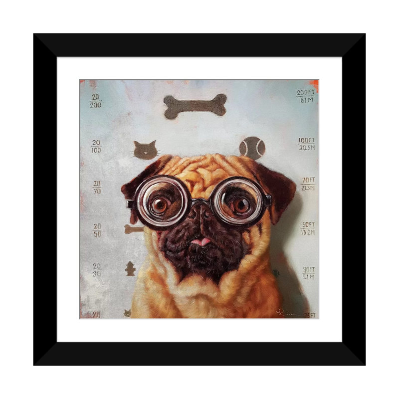 « exam eye exam », impression sur toile, H 16 po x l 16 po x P 1 po, Papier d'art encadré noir, Blanc
