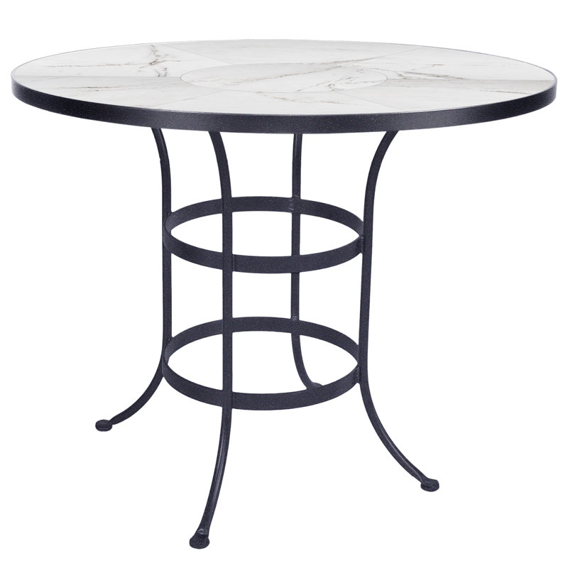 Outdoor Round Table, 38.5" H x 42" W x 42" D, Pallazo White, Graphite
