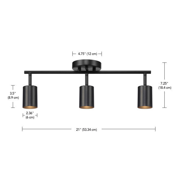 21'' 3 -Light Track Track Kit with Dimmable, Black