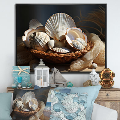 «Beach Photo Seashell Basket», reproduction sur toile flottante