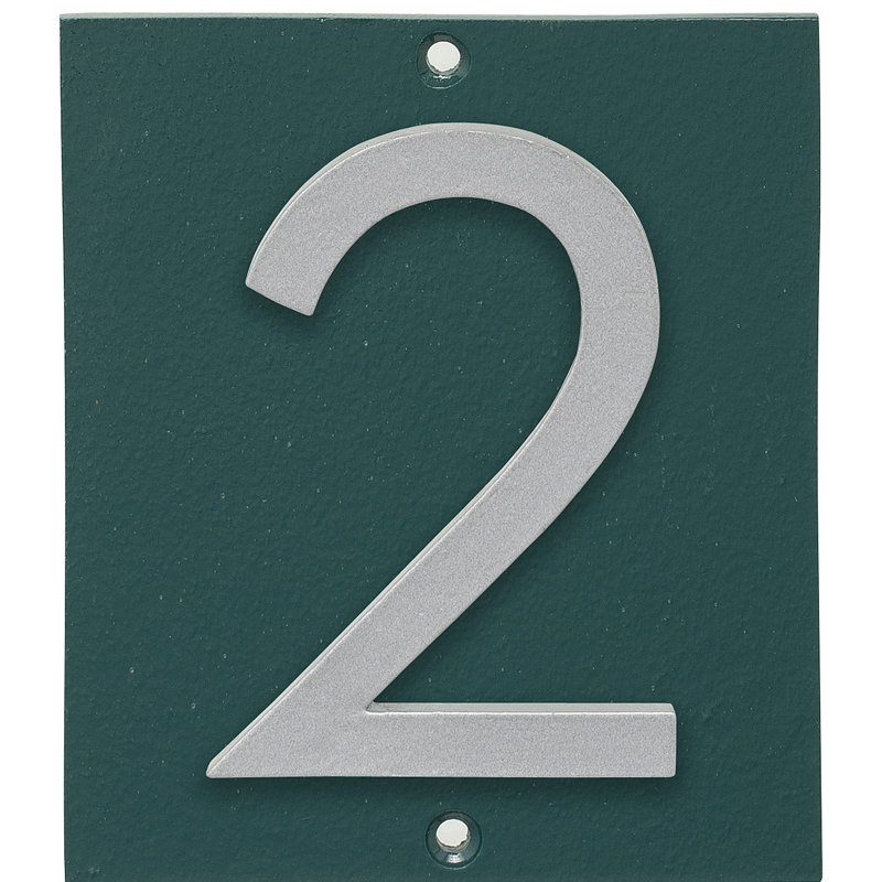 Plaque d’adresse murale sur 1 ligne flottante, Vert forêt, Argent, Oui