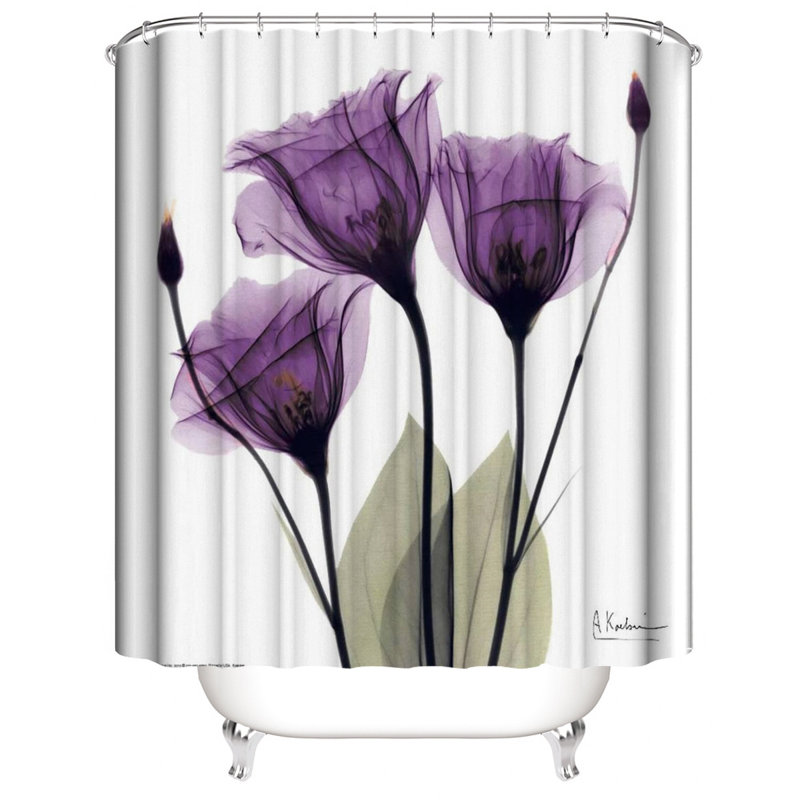 Floral Shower Curtain with Hooks Included