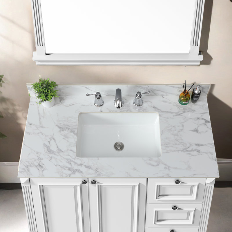 Plateau de meuble-lavabo simple 43 po avec lavabo, 8 po