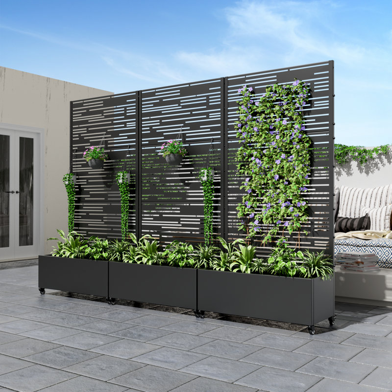 Metal Planter Box, Black, 182.9cm H x 88.9cm W x 40.6cm D