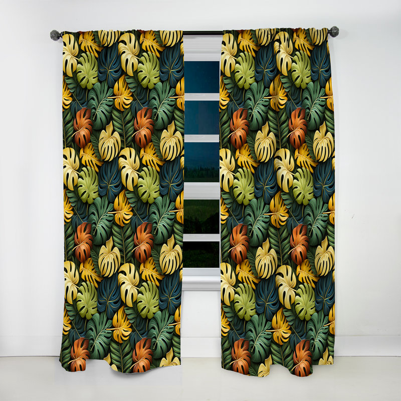 Monstera - motif tropical magique II - Rideau floral - Rideau floral obscurcissant - 1 panneau, L 52 po x L 108 po