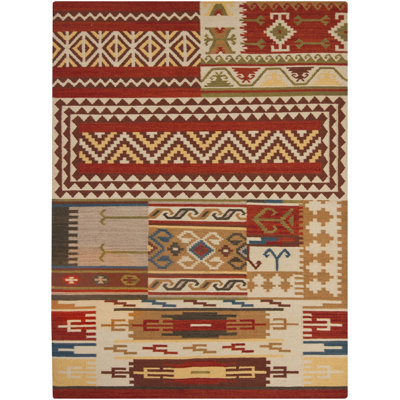 Tapis tissé à la main beige, orange et crème Dupoint Authentic