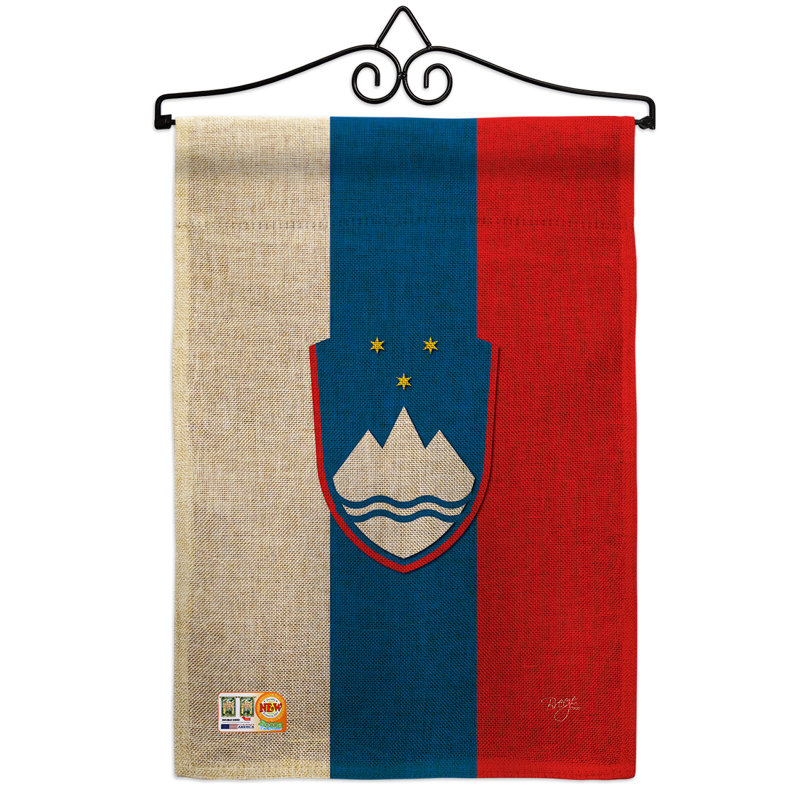 Slovénie du monde 2 côtés en toile jute de 19 po x 13 po drapeau de jardin