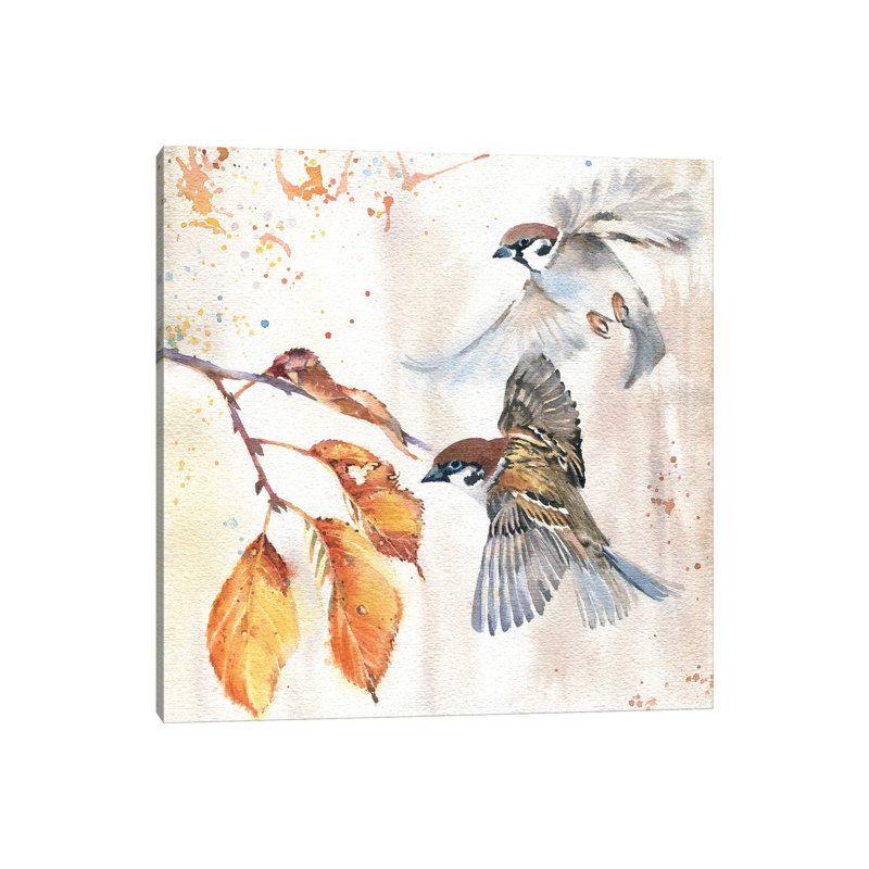 Sparrows III by Marina Ignatova - Wrapped Canvas Painting, 30.48 cm H x 30.48 cm W