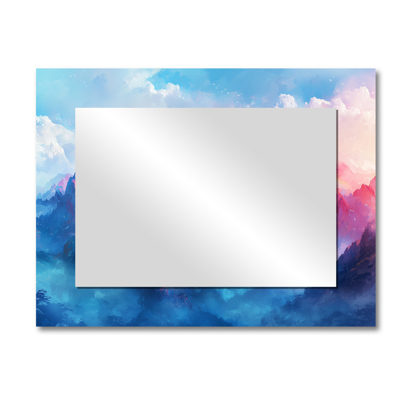 Arc-en-ciel au-dessus des montagnes - Art mural miroir, imprimé sur métal, 30 po x 40 po