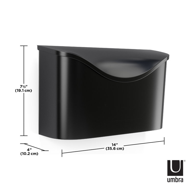 Black Steel Wall-Mounted Mailbox with Hinged Flap