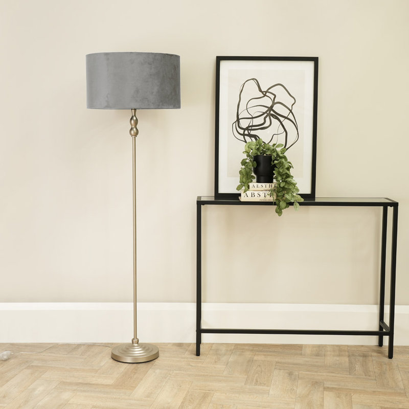 Rinnah 151cm Traditional Floor Lamp, Grey, Brushed Chrome