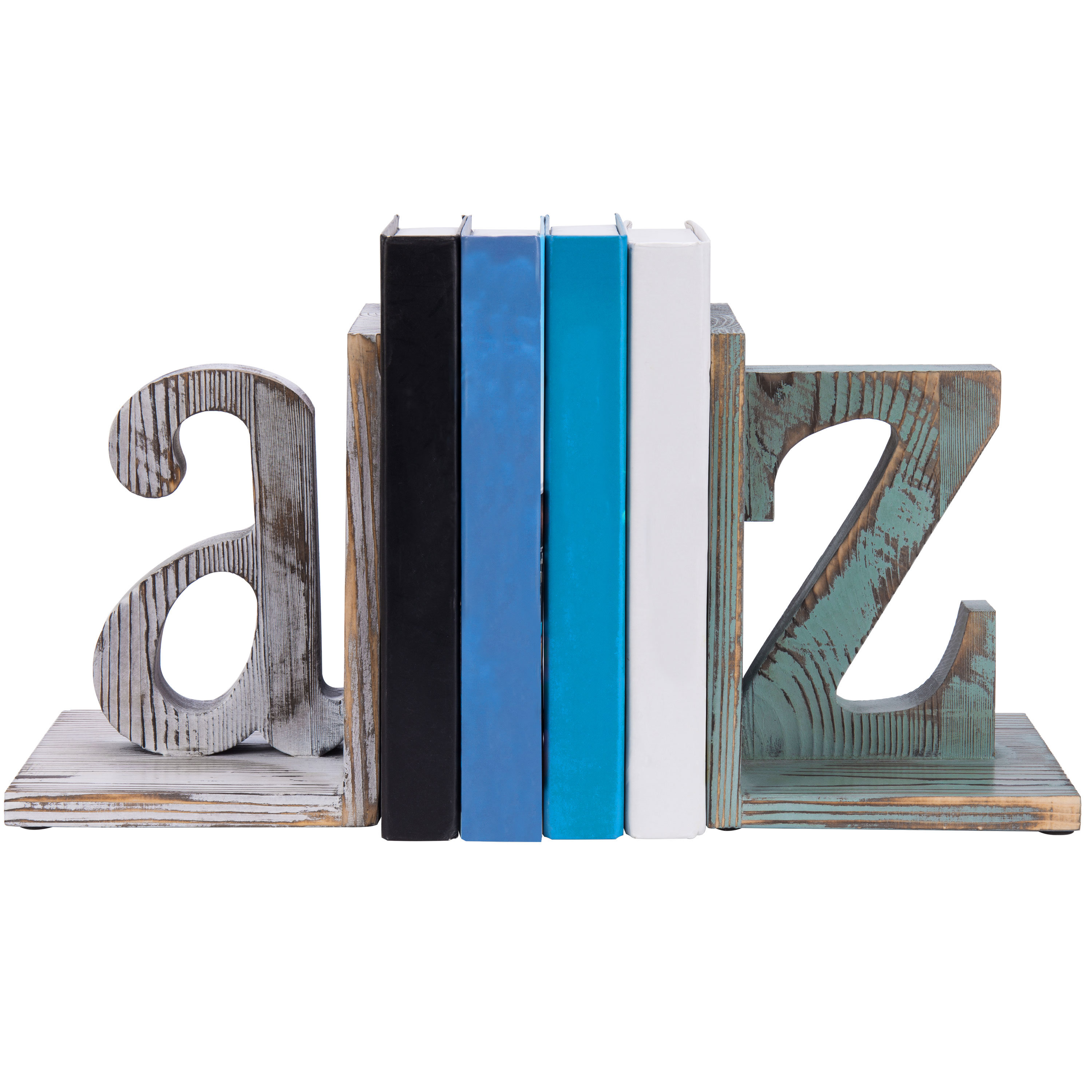 Gracie Oaks Vintage Solid Wood Alphabet Bookends | Wayfair