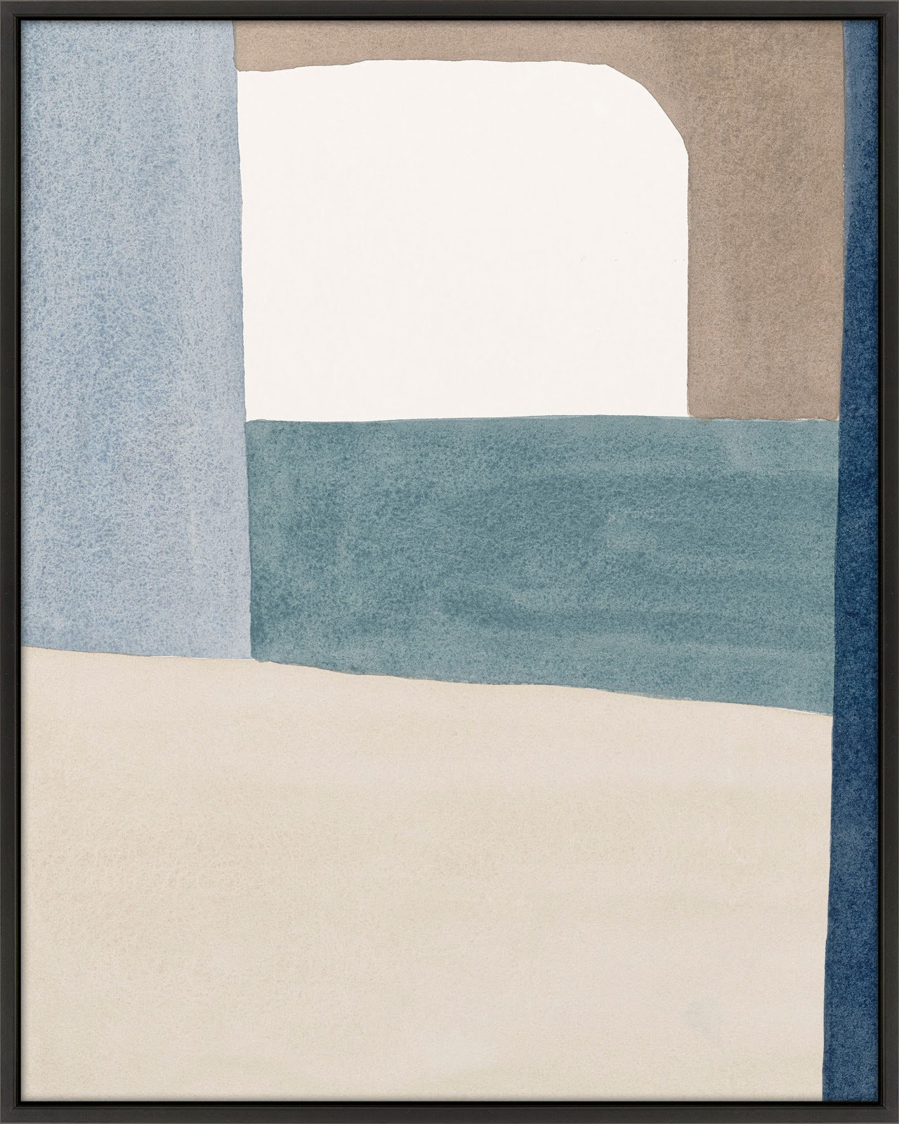 The Balance of Taupe and Indigo 1 Print, 25" x 20" x 1.38", Black Frame Canvas