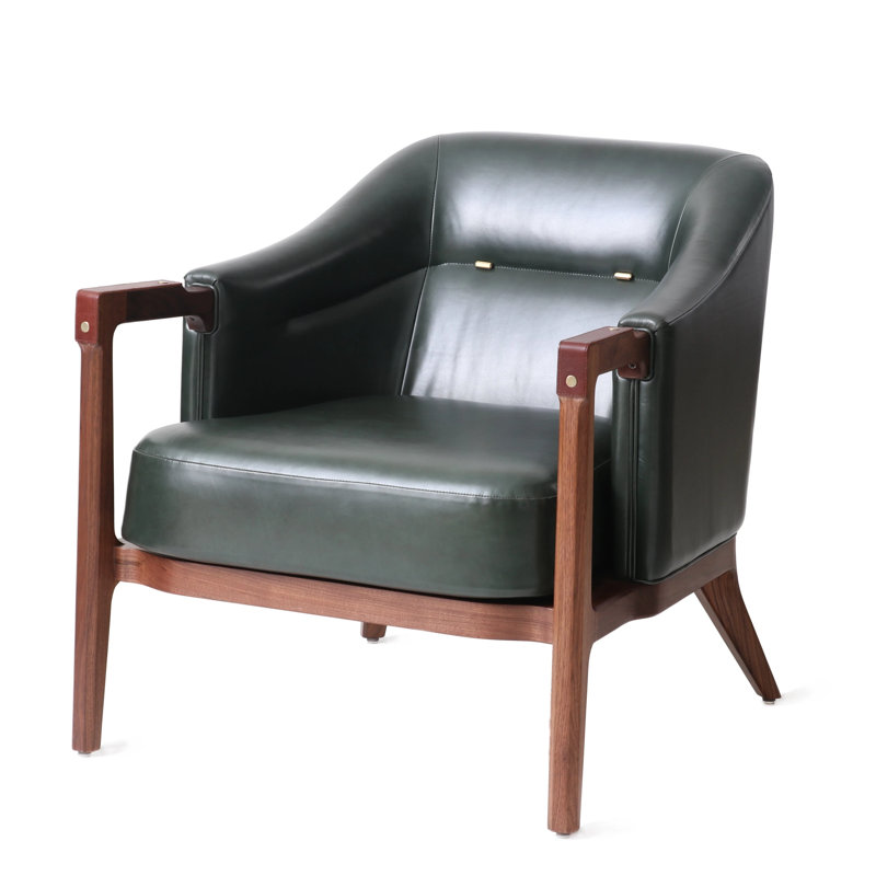Alva Leather Armchair, Natural Walnut, Green