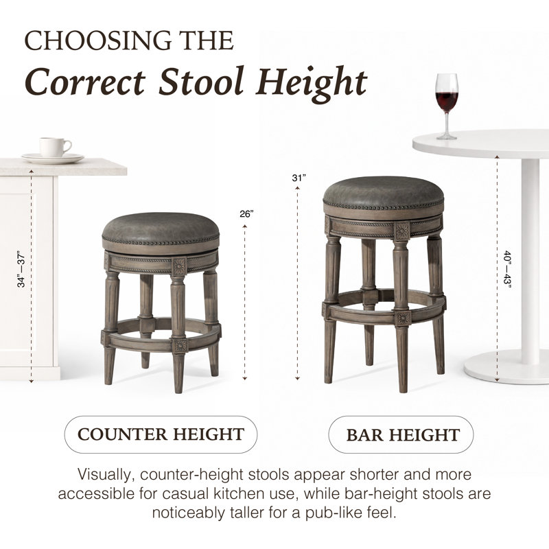 Maven Lane Pullman Backless Swivel Kitchen Stool with Upholstery Seat, Counter Stool (26" Seat Height)