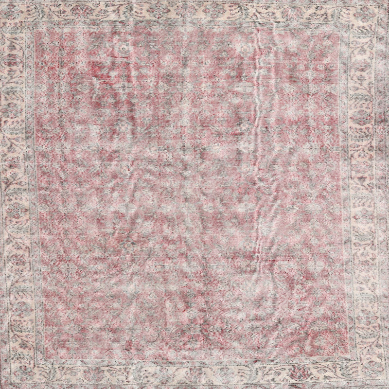 Tapis traditionnel gris / rouge, Rond 4 pi