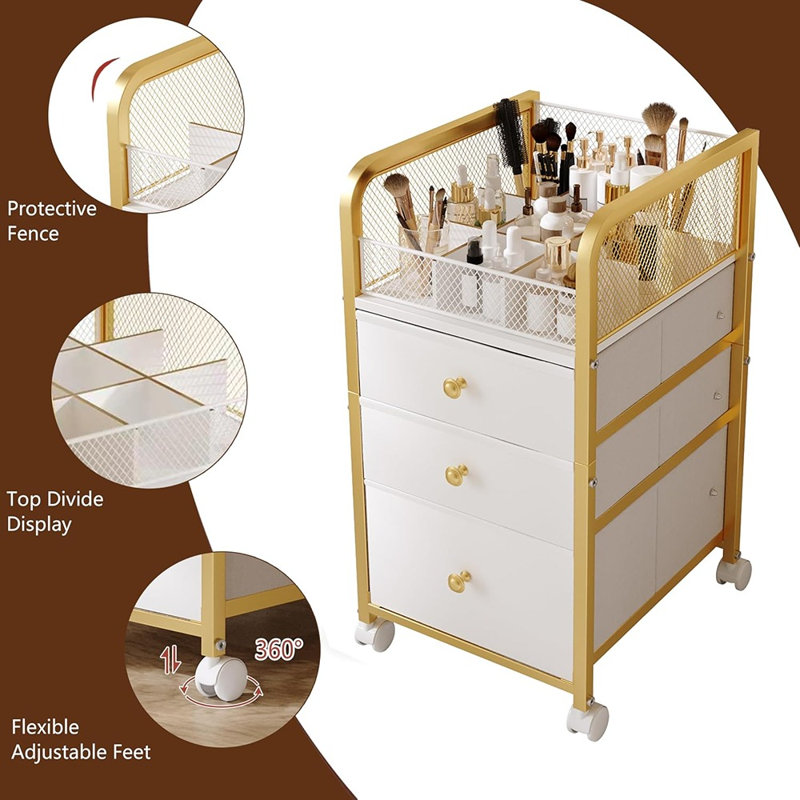 Chariot mobile pour meuble-lavabo avec tiroirs de rangement