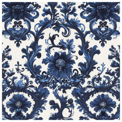 Blue Floral Damask Comforter