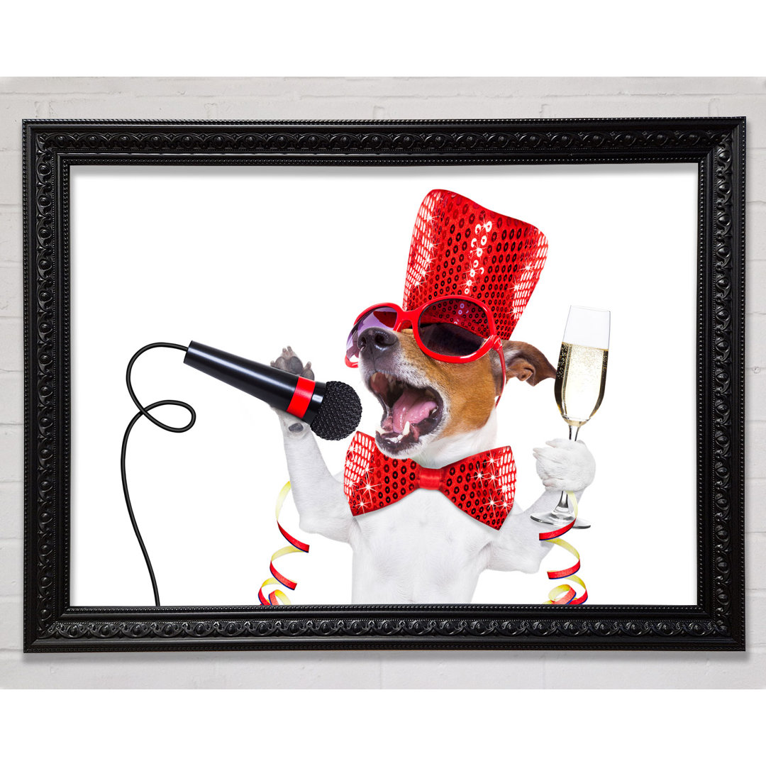 Jack Russell Kareoke - Einzelner Bilderrahmen Kunstdrucke