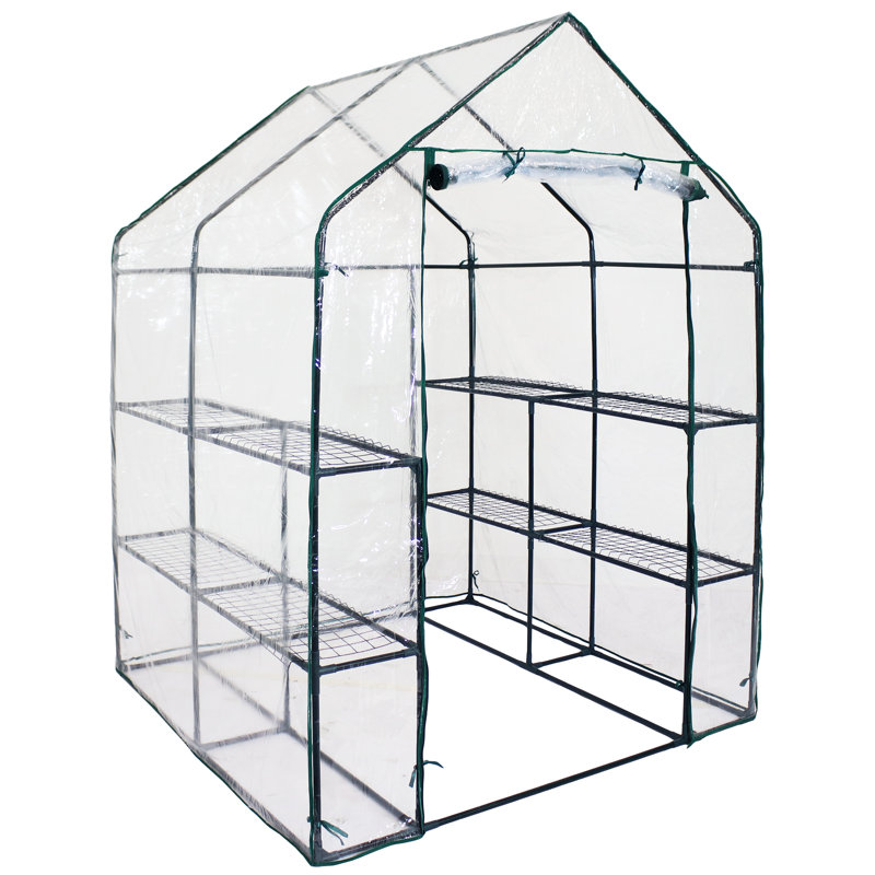 Outdoor Portable Walk-In Greenhouse with 4 Shelves and Clear Cover - 4.5' x 4.5" x 6.5'