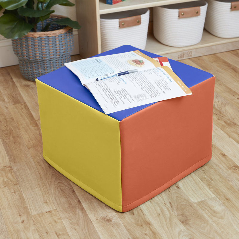Cube ECR4Kids SoftZone pour adulte avec poignée, mobilier de salle de classe, Vert/Orange/Mauve