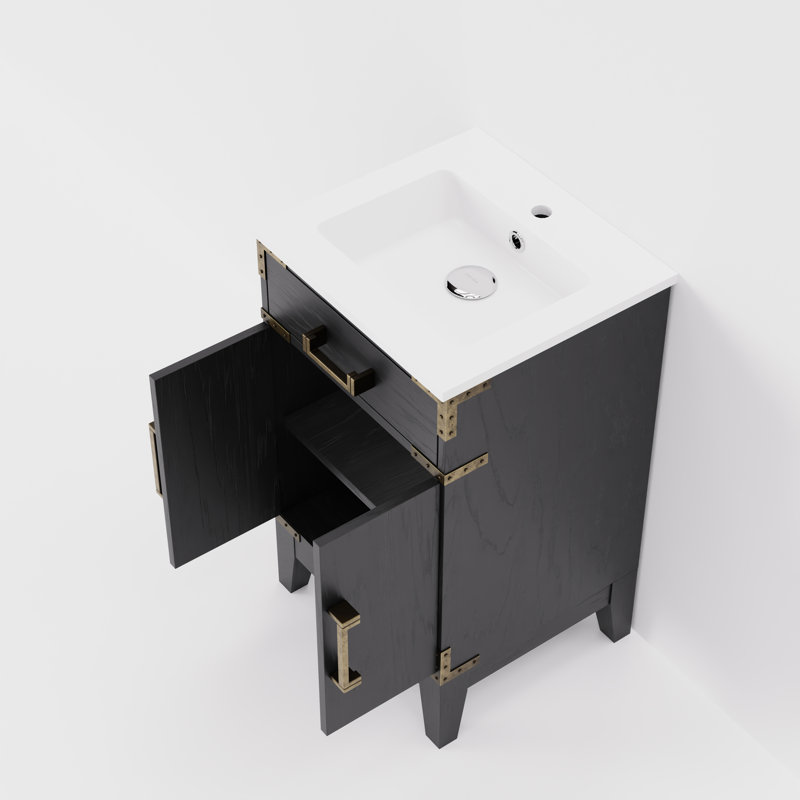 Meuble-lavabo simple en acrylique l 20 po x P 18 po Laurel, Chêne noir