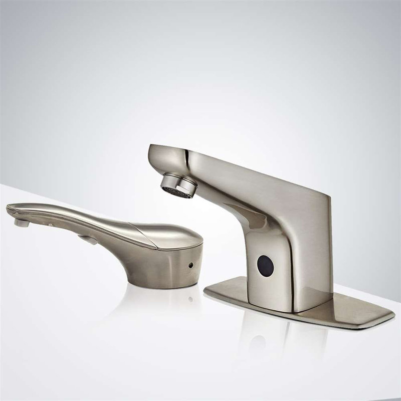 Robinet de salle de bain sans contact à capteur de surface avec distributeur de savon assorti Atlanta