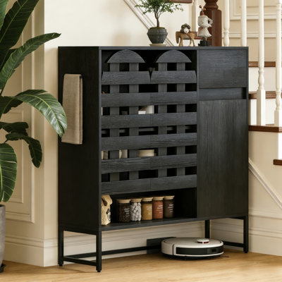 Buffet de style campagnard 44,3 "avec bar à café, armoire de rangement rustique avec portes en treillis et tiroir pour le salon et la cuisine