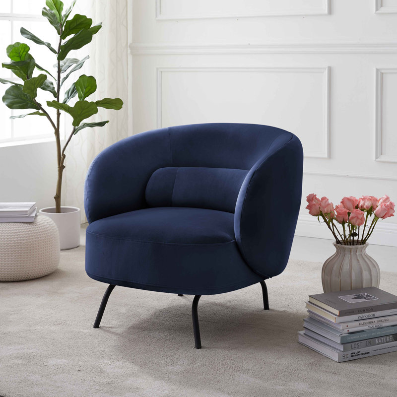Jura 78Cm Wide Lounge Chair, Navy Velvet