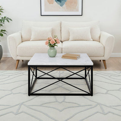 Benson Marble Top, Iron Base Coffee Table