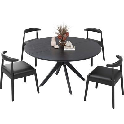 Table de salle à manger 47,2 "en bois massif pour 4 à 6 personnes avec base piédestal entrecroisée