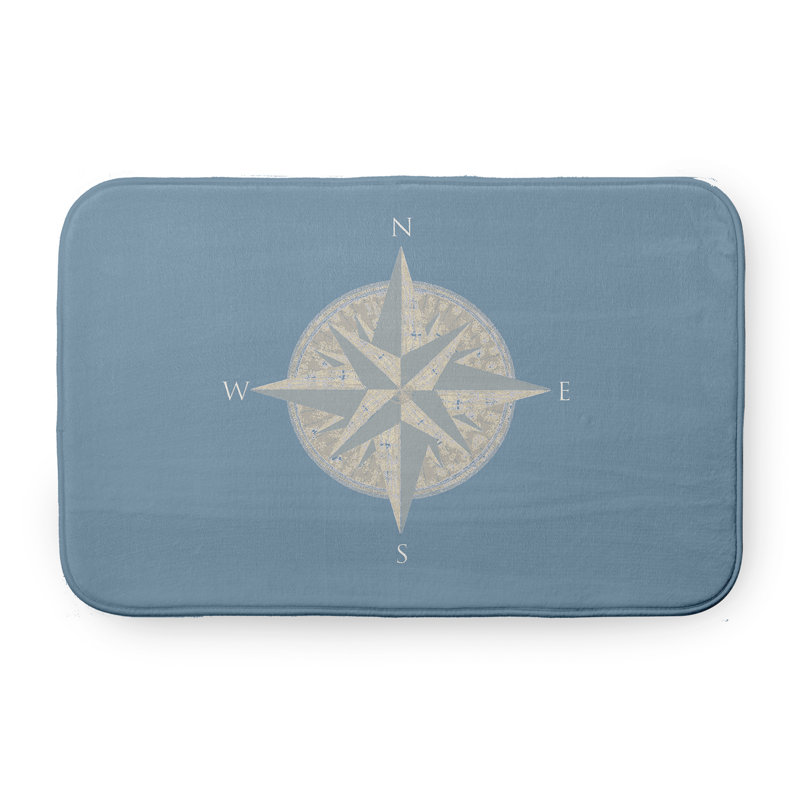 Tapis de bain Compass, Bleu, L 21 po x L 34 po