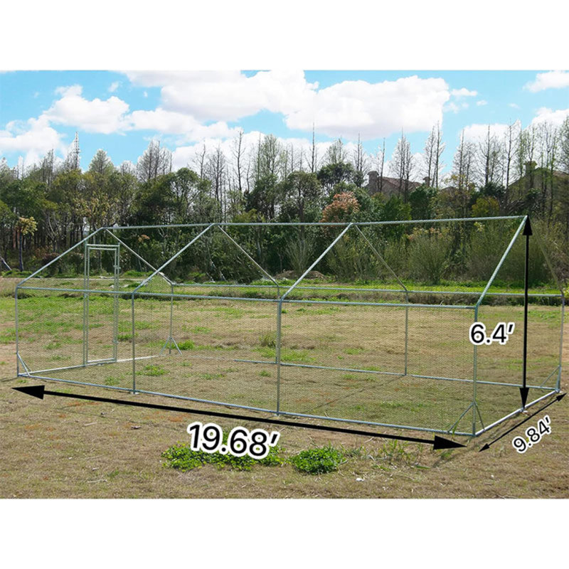 Cage à poules en métal avec cage imperméable et anti-UV pour utilisation dans une cour extérieure avec toit pointu 