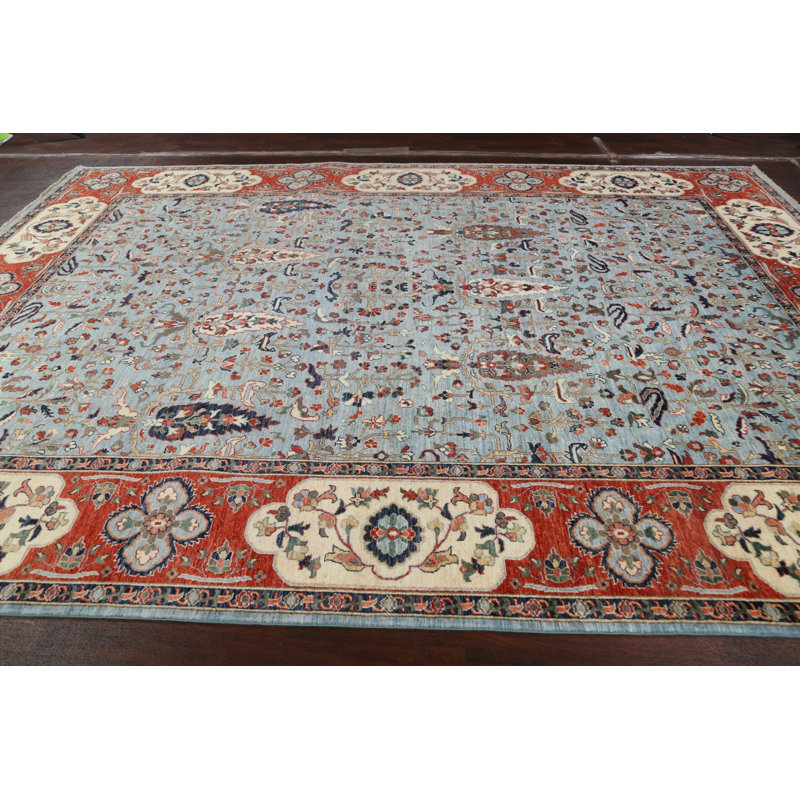 Tapis oriental Heriz Serapi à teinture végétale noué à la main 10 x 14
