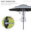 Parasol extérieur gris foncé, avec manivelle fusionnée et inclinaison à bouton-poussoir pour terrasse de jardin pelouse, surfaces