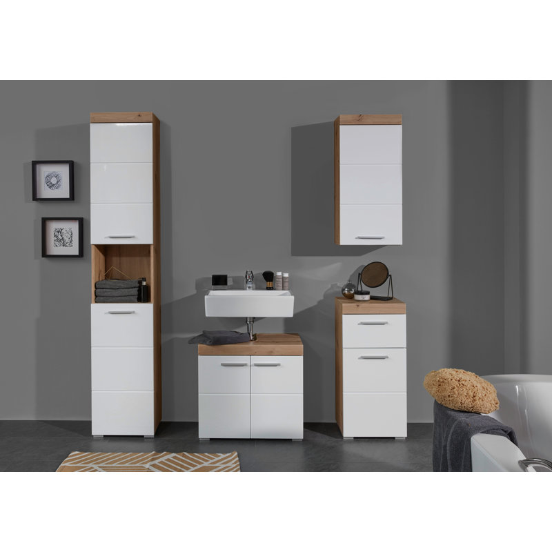 Marvlene Linen Cabinet, Natural/White