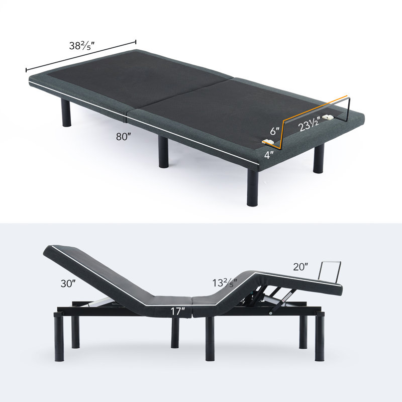 Queen Adjustable Metal Frame Bed with Lighted Headboard