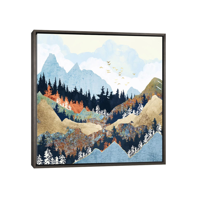 Spring Spring - impression d'art graphique, Pas de tapis, H 18 po x l 18 po x 1,5 po, Toile encadrée de bois rustique foncé