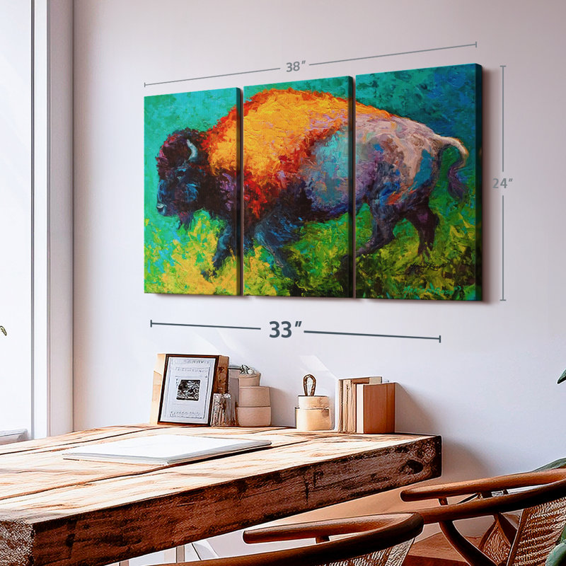 Animal «On The Run Bison Canvas Print» sur, H 24 po x l 38 po x P 1,25 po