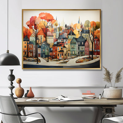Autumn vintage orange village - New York Wall Art