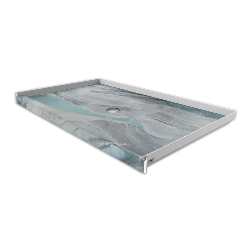 FlexStone® 60"W x 36"D Alcove Shower Base with Center Drain in Triton, Triton